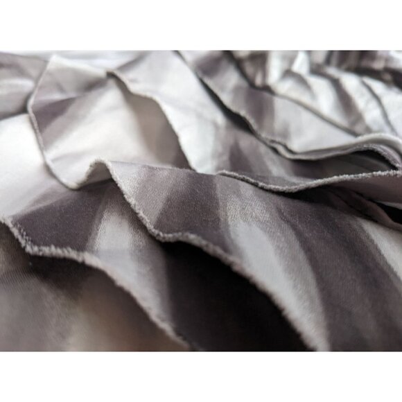 BEBE Perry Purple Strapless Stripe MiniDress Noir Rough-Cut Ruffle Skirt Size S - Picture 2 of 5